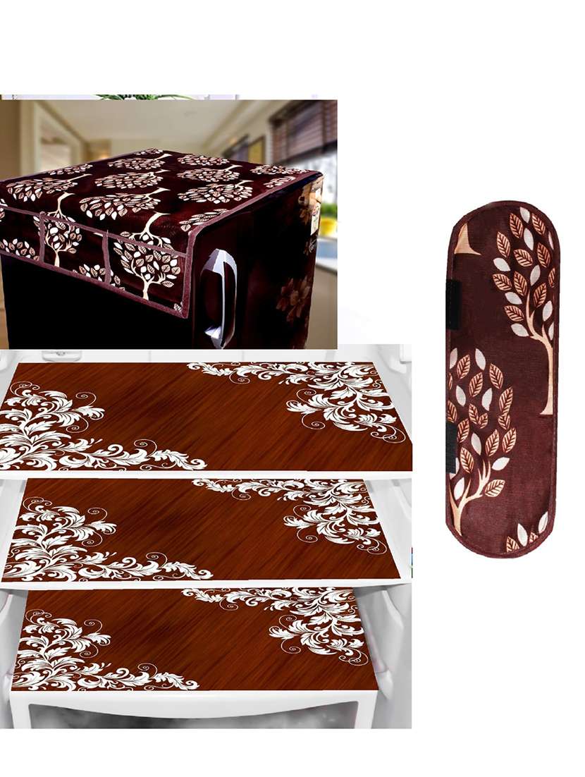 set of printed fridge mats with cover