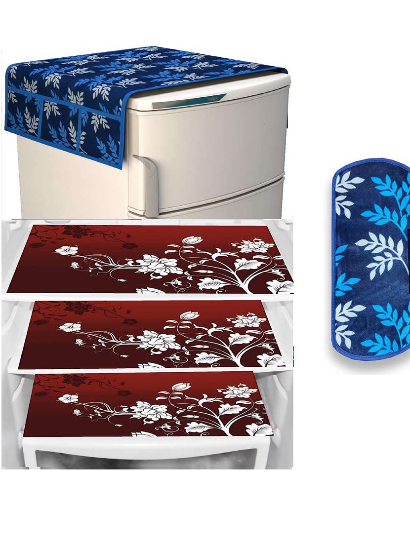 set of printed fridge mats with cover