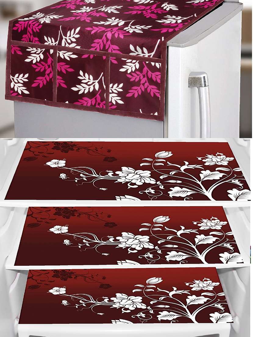 set of printed fridge mats with top cover
