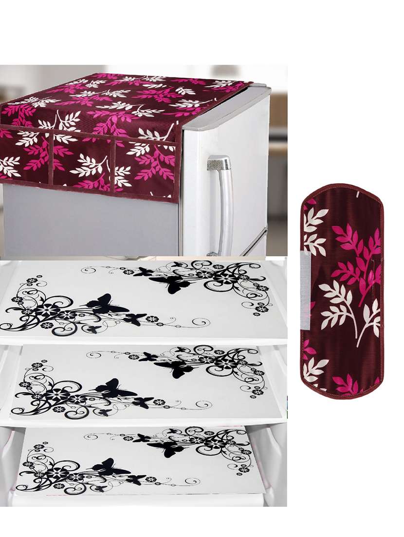 set of printed fridge mats with top cover