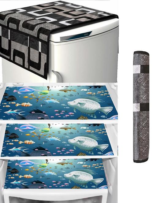 set of printed fridge mats with top cover - 21320266 - Standard Image - 0