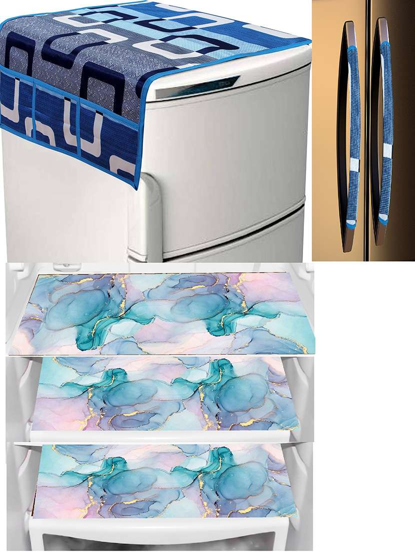 set of printed fridge mats with cover