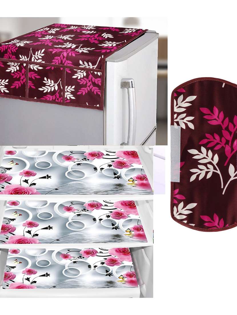 set of printed fridge mats with top cover