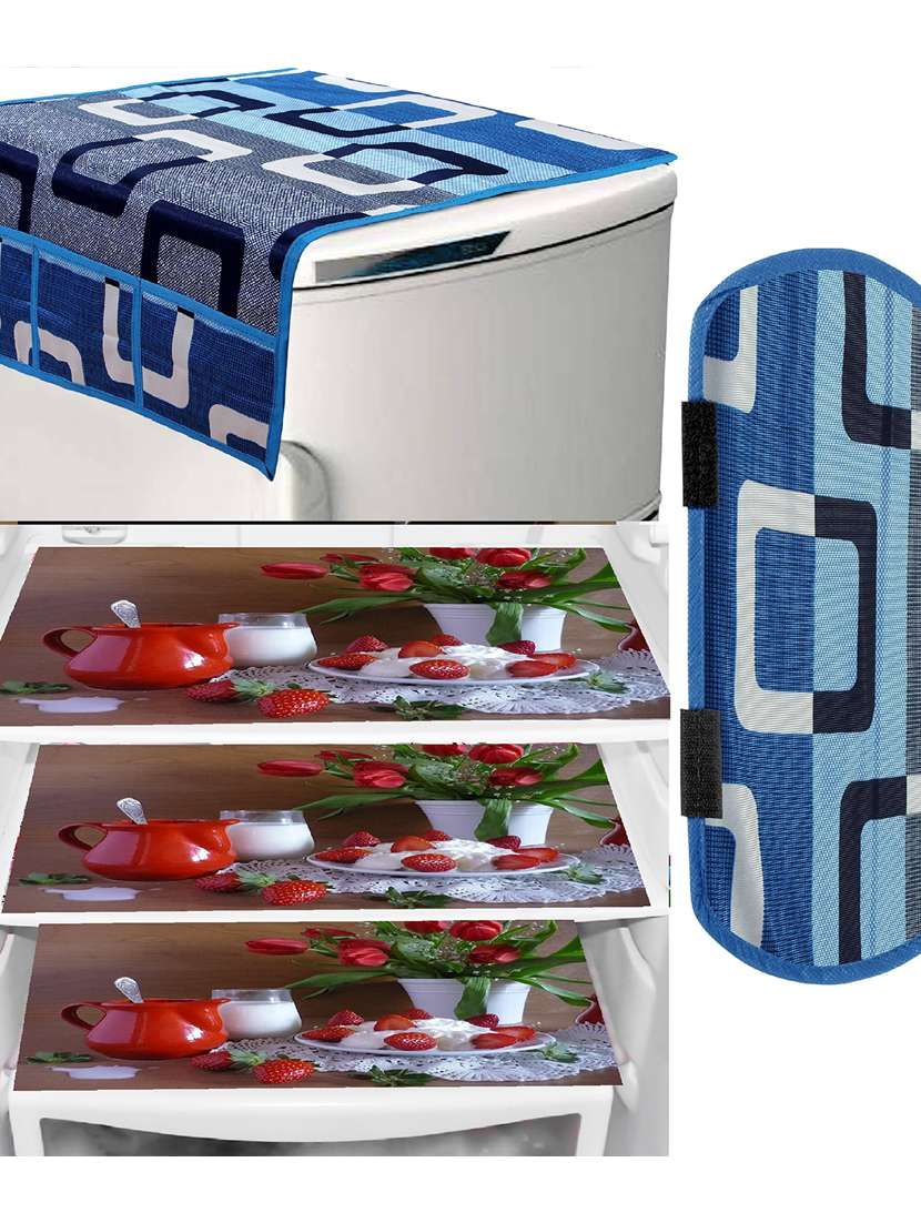 set of printed fridge mats with cover