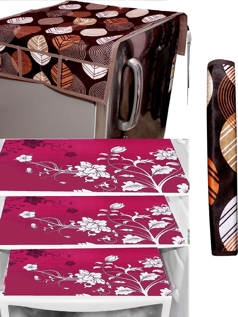 set of printed fridge mats with top cover