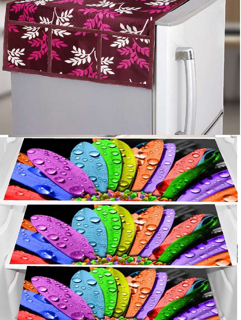 set of printed fridge mats with cover