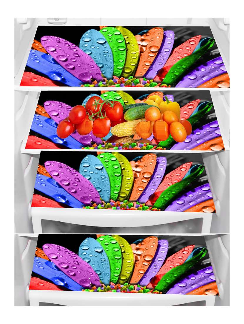 set of printed fridge mats with top cover