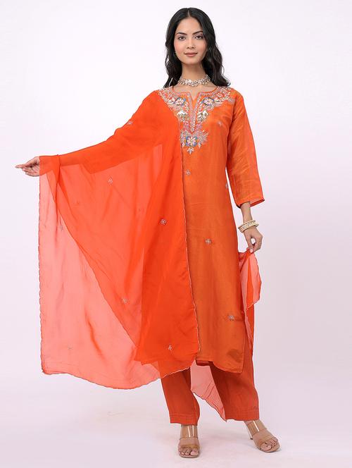 orange viscose suit set - 21320596 - Standard Image - 0