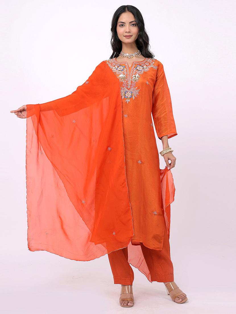 orange viscose suit set - 21320596 - Zoom Image - 0