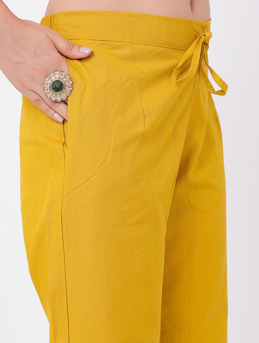 yellow cotton kurta pant set - 21320623 - Standard Image - 5