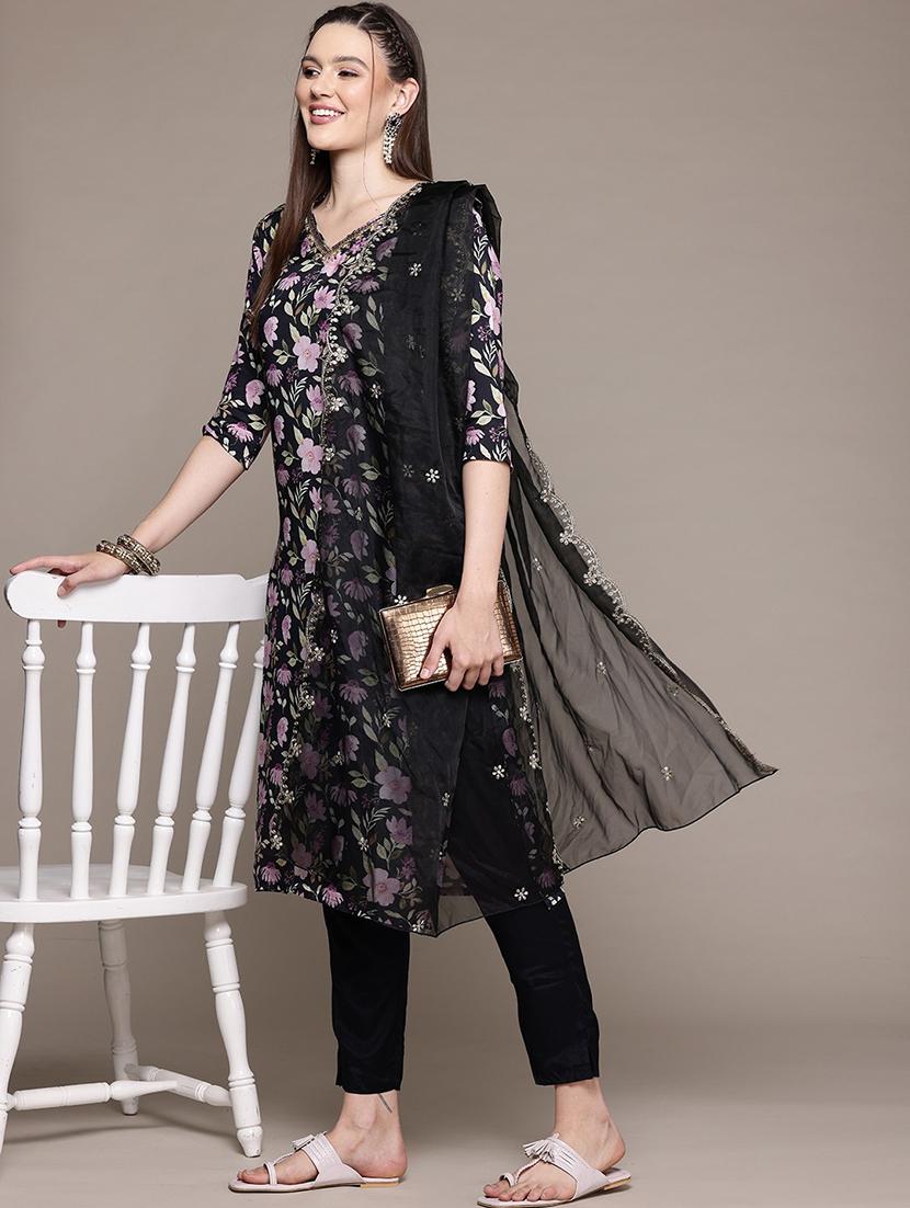 women three quarter sleeve kurta pant with dupatta set - 21320638 - Standard Image - 3