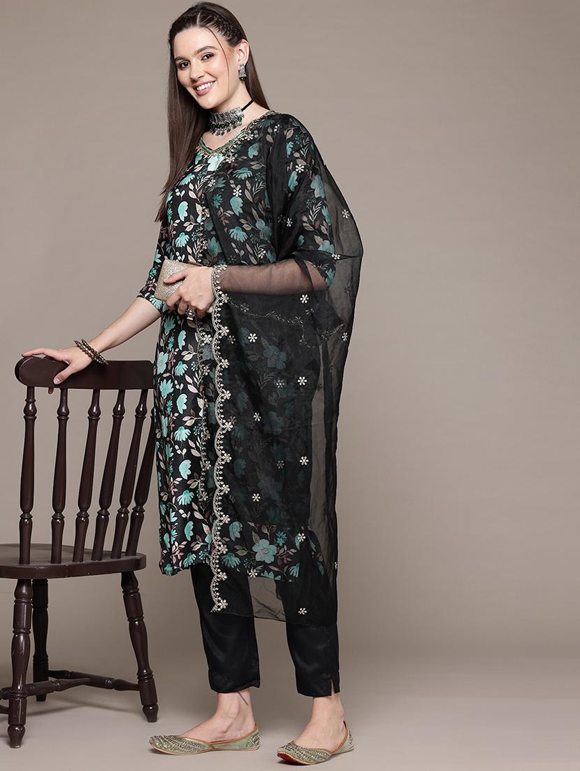 women three quarter sleeve kurta pant with dupatta set - 21320639 - Standard Image - 3