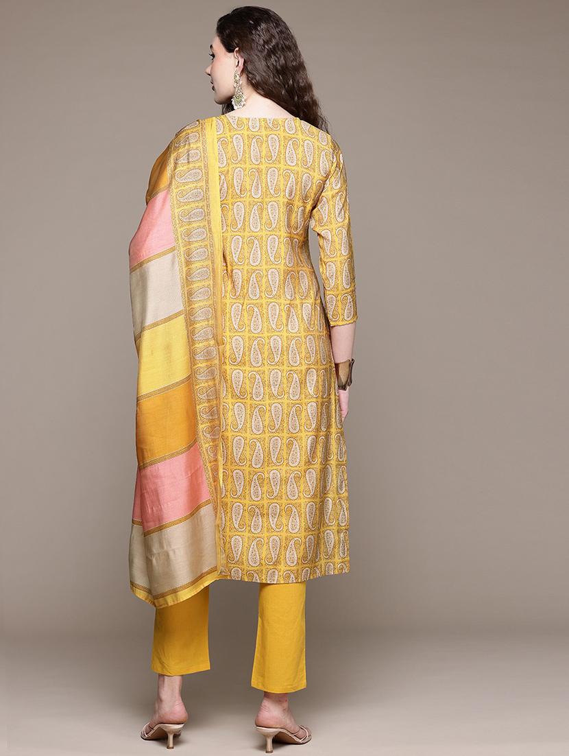 women three quarter sleeve kurta pant with dupatta set - 21320655 - Standard Image - 3