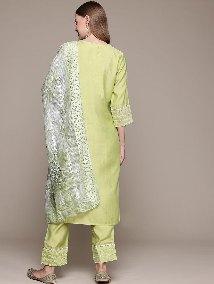 women three quarter sleeve kurta pant with dupatta set - 21320660 - Standard Image - 3