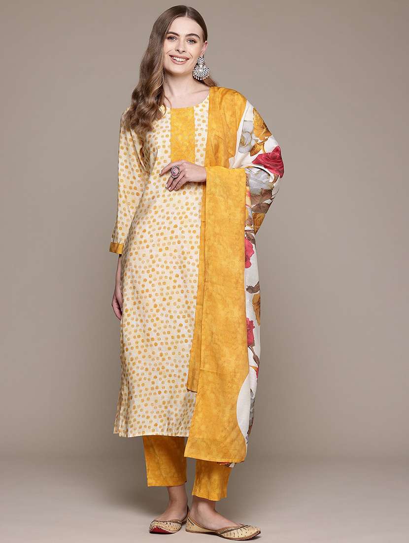 women three quarter sleeve kurta pant with dupatta set