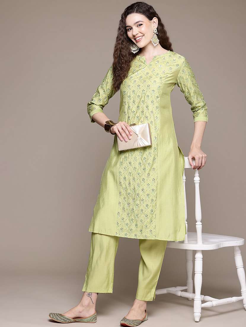 women sequin work notch neck kurta pant set - 21320740 -  Standard Image - 3