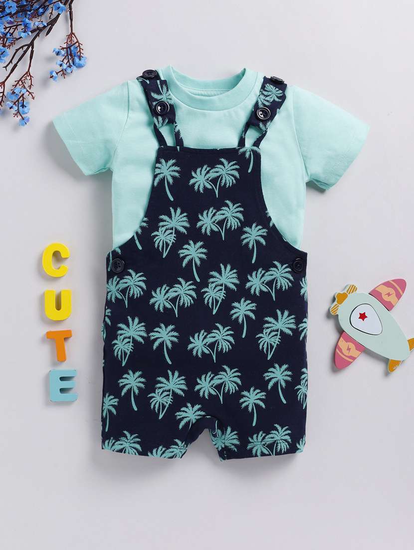 kids printed dungarees with t-shirt - 21321627 -  Zoom Image - 0