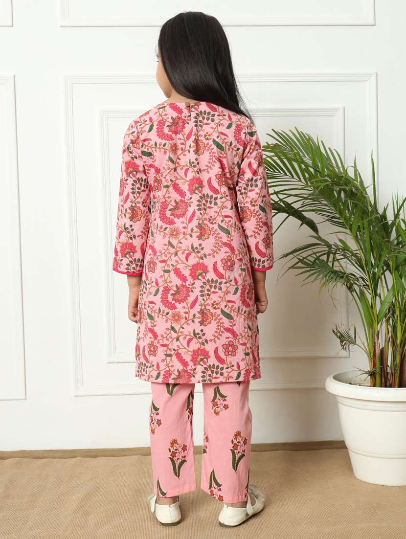 girls printed kurta palazzo suit set - 21322070 -  Standard Image - 3