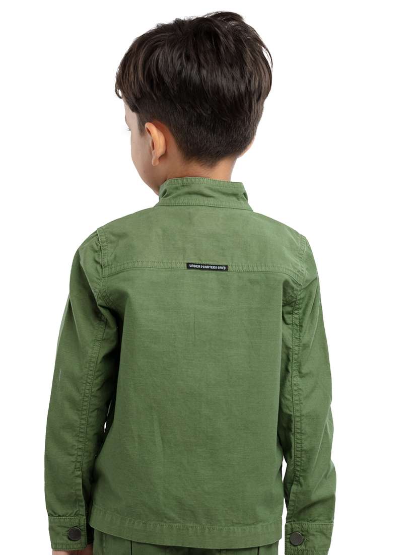 Green Solids Long Sleeves Jackets - 21322078 -  Standard Image - 3