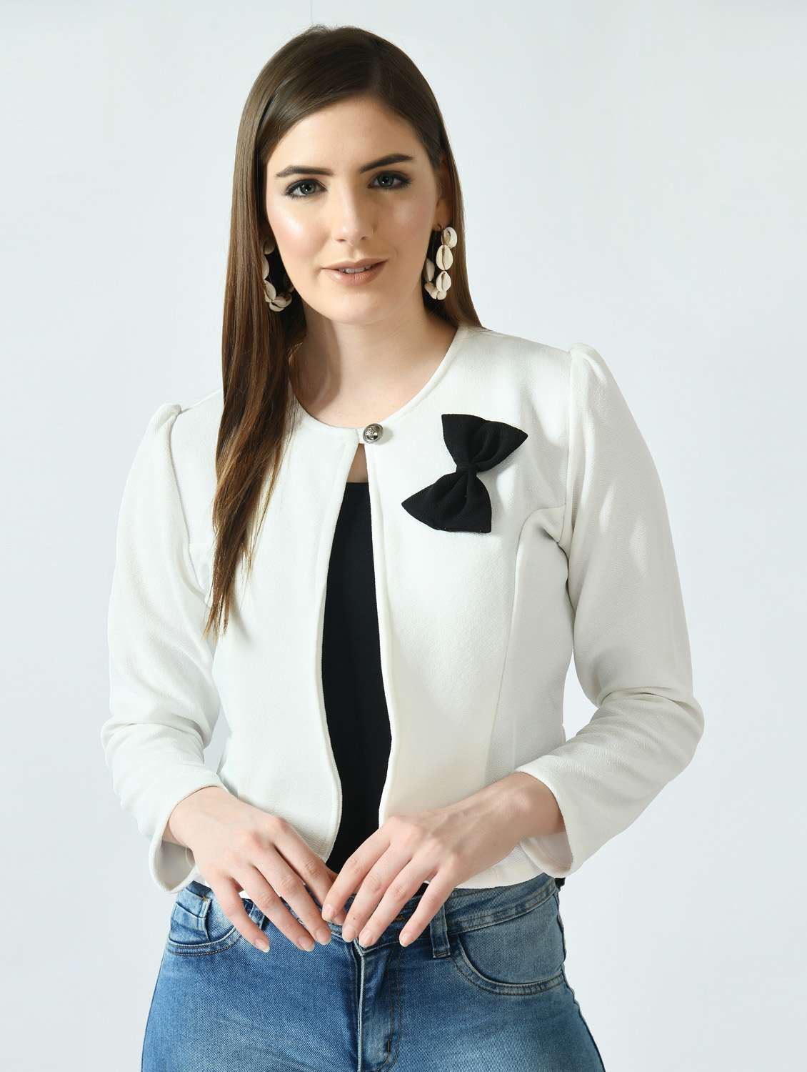women white cotton blend summer jacket - 21322634 - Zoom Image - 0