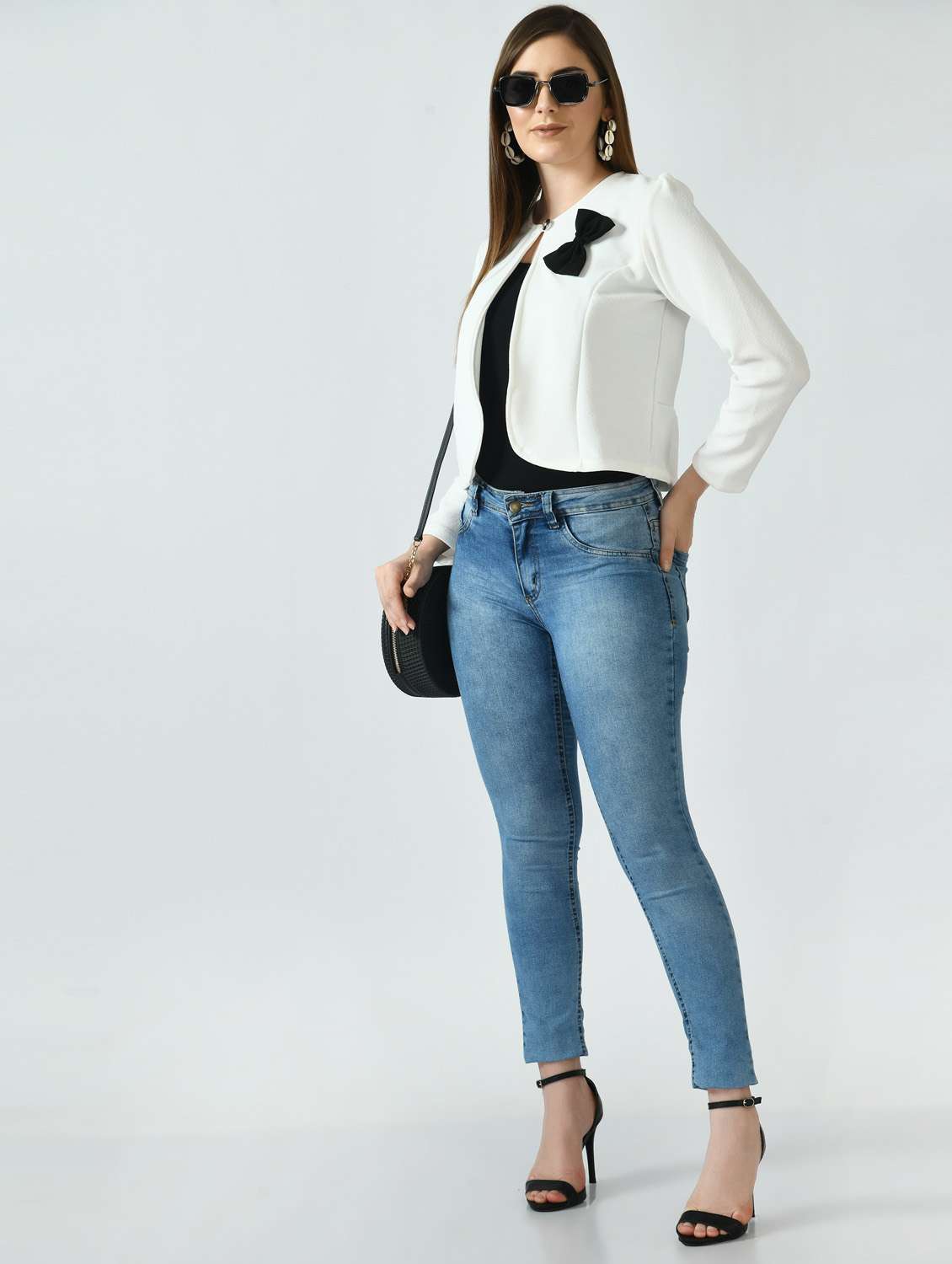 women white cotton blend summer jacket - 21322634 - Standard Image - 3