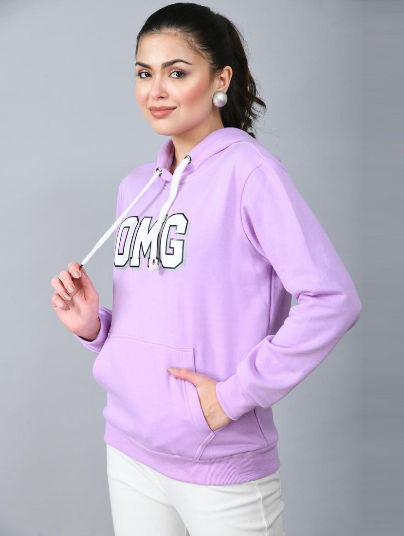 women lavender fleece front print sweatshirt - 21322648 - Zoom Image - 0