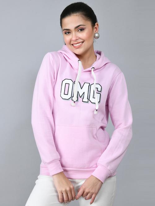 women pink fleece front print sweatshirt - 21322649 - Standard Image - 0