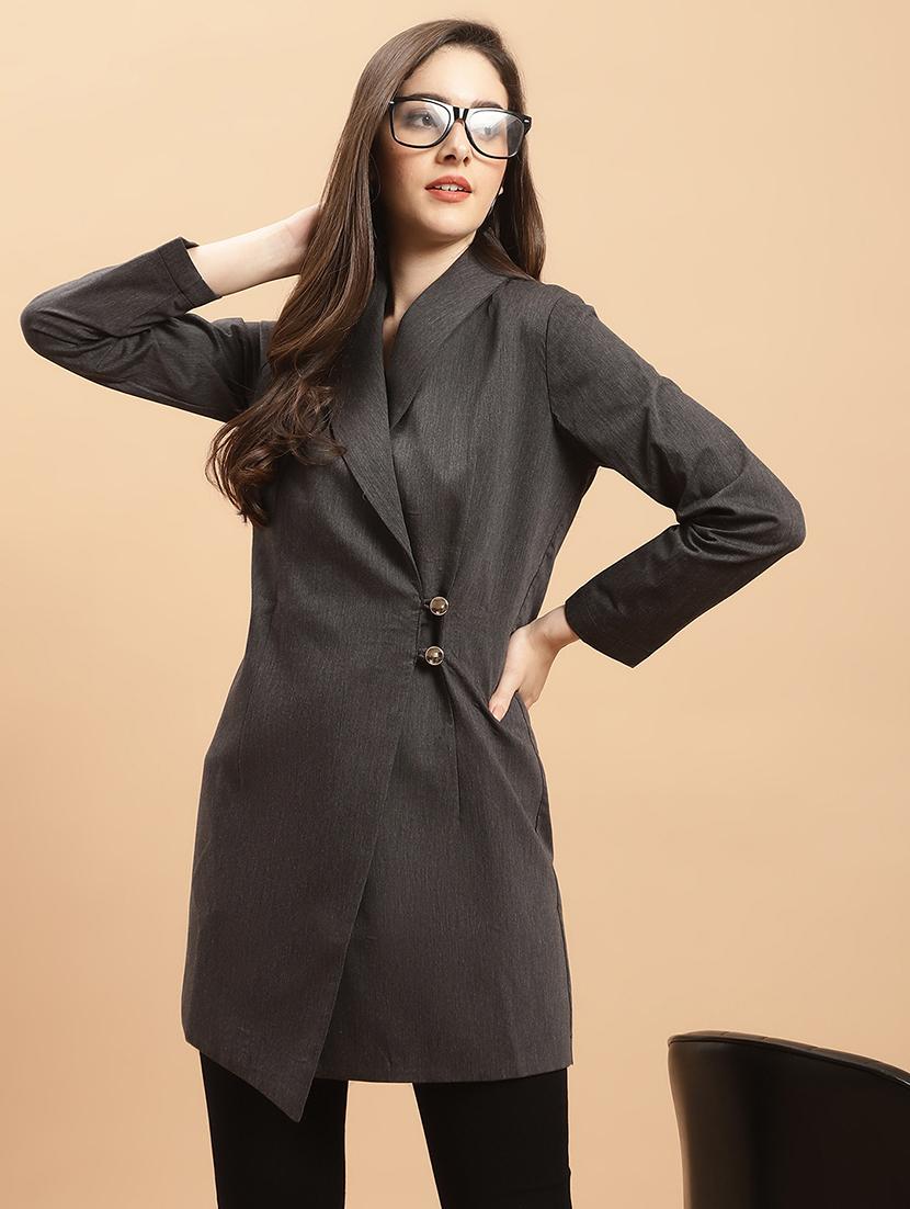 women grey polyester formal blazer - 21324431 - Standard Image - 3