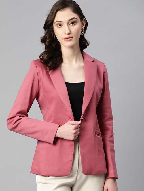 pink solid formal blazer - 21324433 - Standard Image - 0