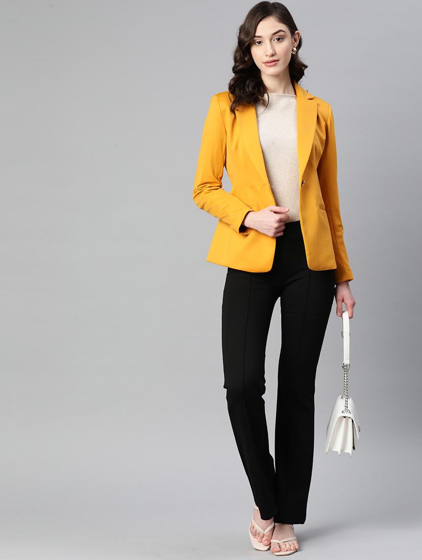 women solid lapel collar formal blazer - 21324434 - Standard Image - 3
