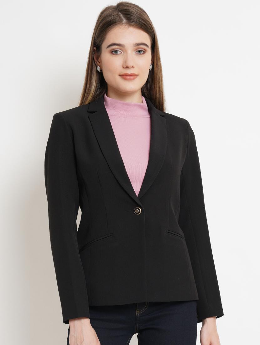 women solid lapel collar formal blazer - 21324442 - Zoom Image - 0