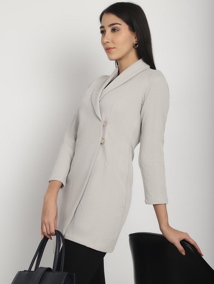 women grey polyester casual blazer - 21324447 - Standard Image - 3