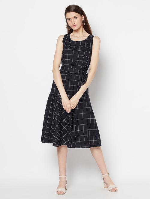 women black polyester a-line dress - 21324476 - Standard Image - 0