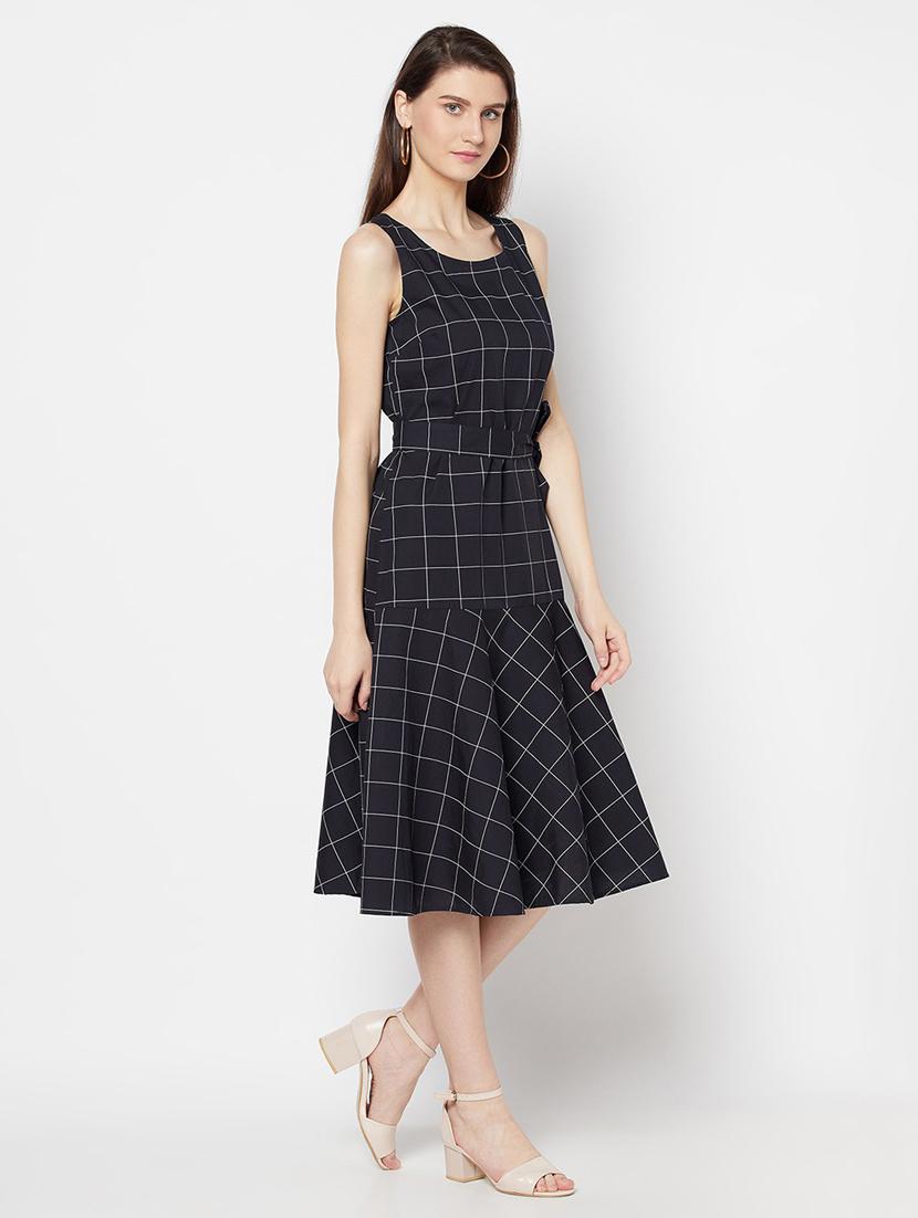 women black polyester a-line dress - 21324476 - Standard Image - 3