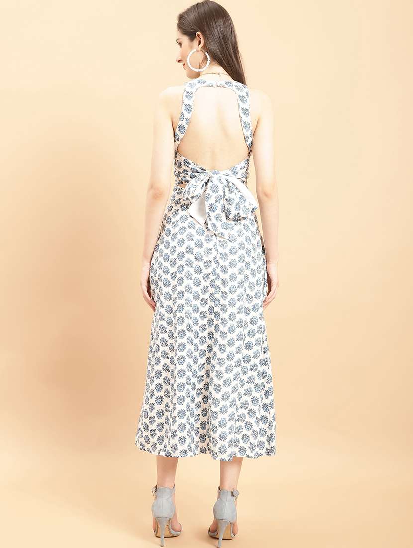 women white viscose a-line dress - 21324480 - Standard Image - 3