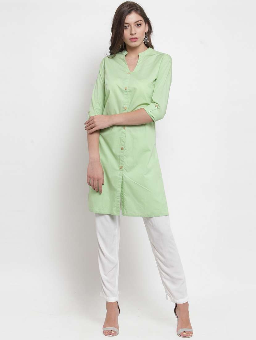 women three quarter sleeve straight kurta