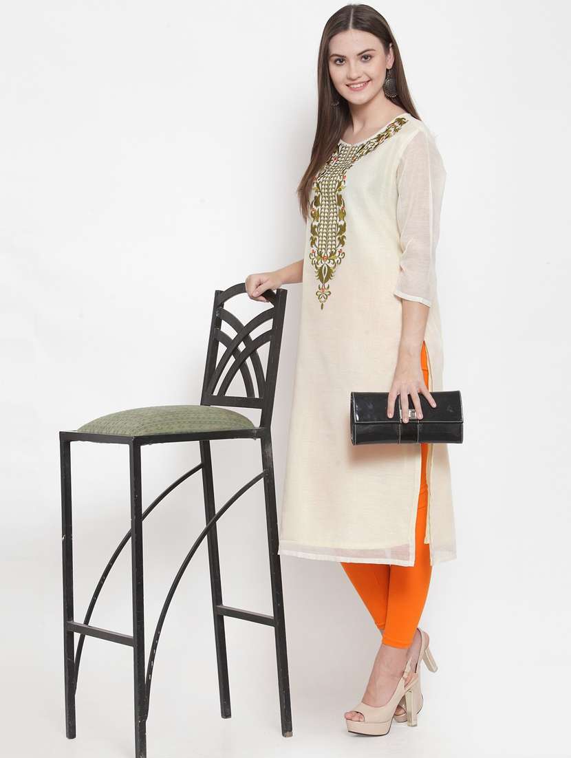 women three quarter sleeve straight kurta - 21324641 -  Standard Image - 3