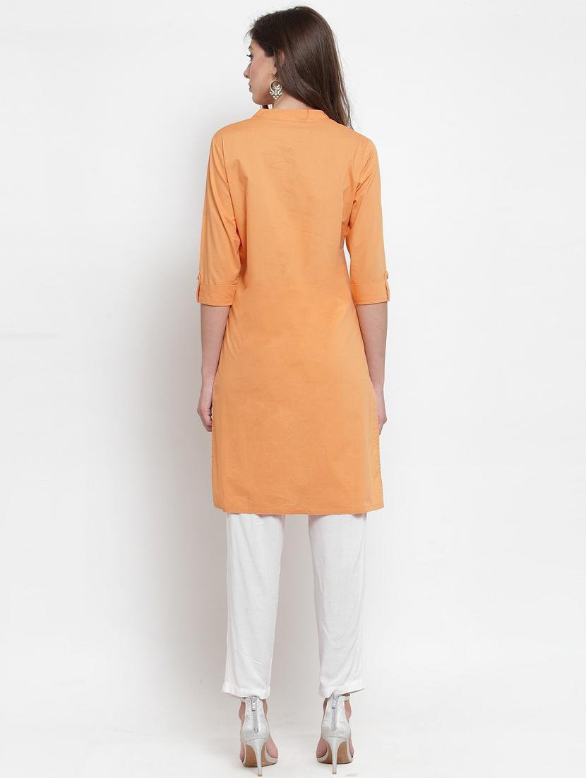 women three quarter sleeve straight kurta - 21324656 - Standard Image - 3
