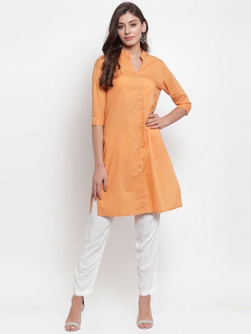 women three quarter sleeve straight kurta