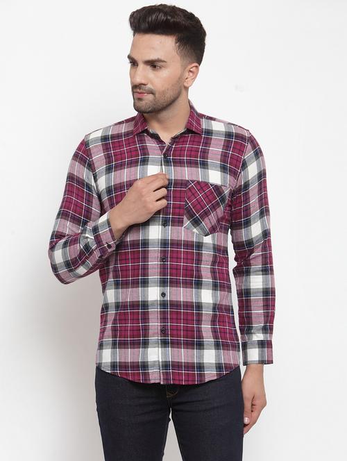 men long sleeved checkered casual shirt - 21324701 - Standard Image - 0