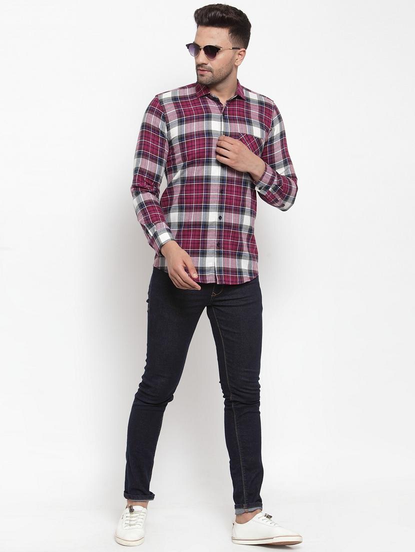 men long sleeved checkered casual shirt - 21324701 - Standard Image - 3
