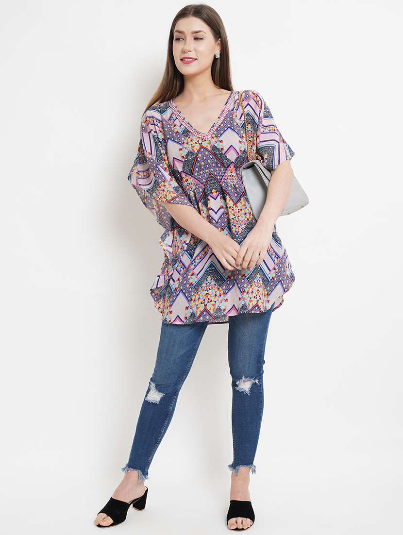 women off white polyester kaftan top - 21324740 - Standard Image - 3