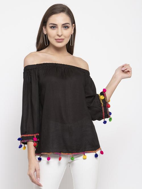 women black polyester regular top - 21324780 - Standard Image - 0
