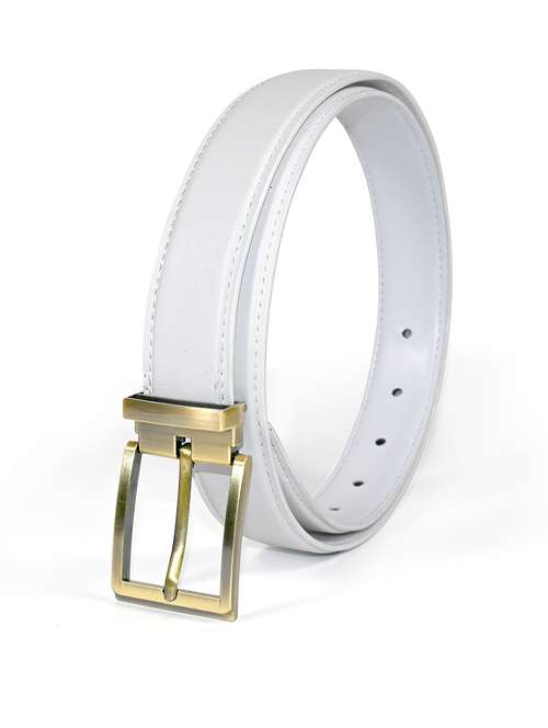 white leatherette belt