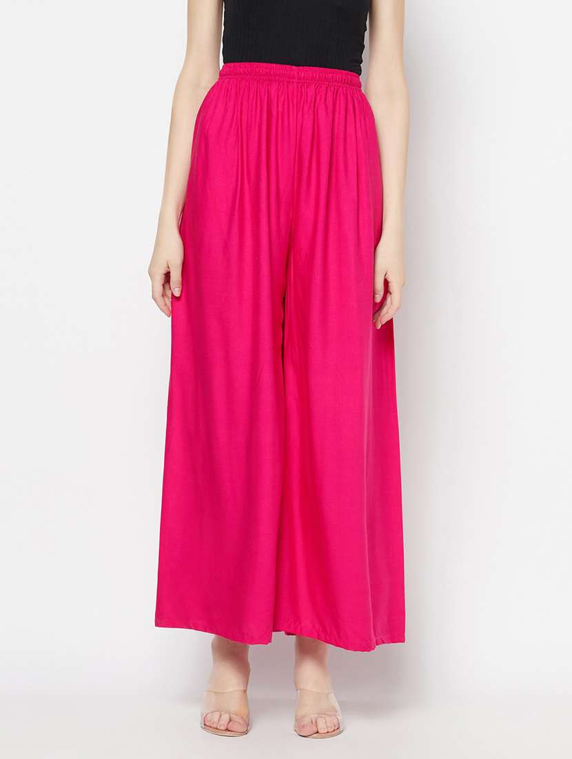 women pink viscose wide leg trouser - 21324796 - Zoom Image - 0