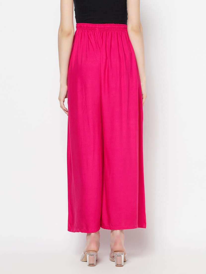 women pink viscose wide leg trouser - 21324796 - Standard Image - 3