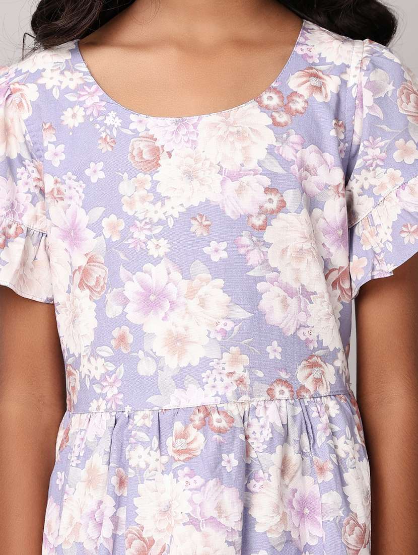 girls floral printed round neck frock - 21324961 -  Standard Image - 5