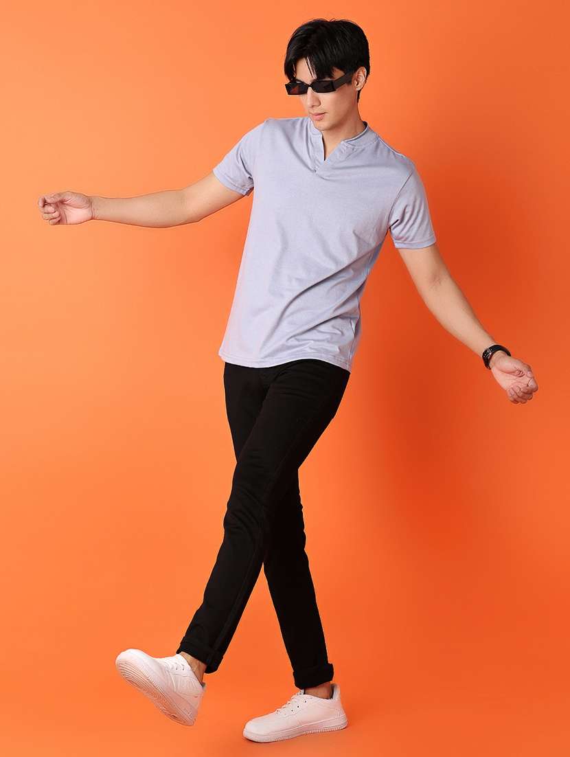 men grey cotton plain t-shirt - 21325034 -  Standard Image - 3