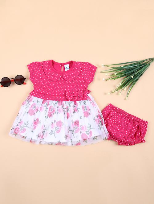 girls printed peter pan neck frock - 21325129 - Standard Image - 0