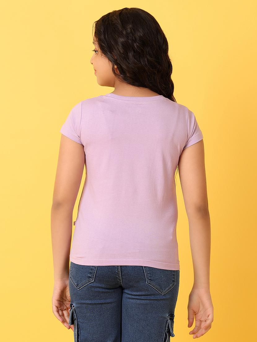 girls front printed round neck tee - 21325150 - Standard Image - 3